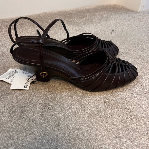 Zara Women's Dark Brown Strappy Sandals - Picture 2 of 3